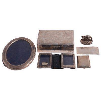 Lot 233 - Chinese silver cigarette box, silver mounted frames, etc.