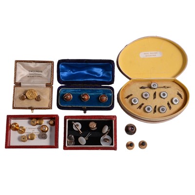 Lot 476 - A collection of gold, yellow metal, silver, and other dress studs and buttons.