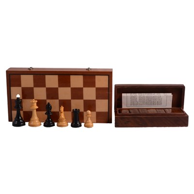 Lot 94 - Staunton pattern chess set; set of dominoes and indoor golf dice game