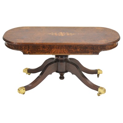 Lot 310 - Walnut marquetry and mahogany coffee table, adapted