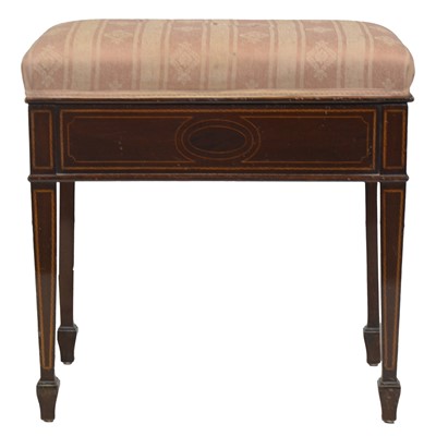 Lot 470 - Edwardian inlaid mahogany piano stool