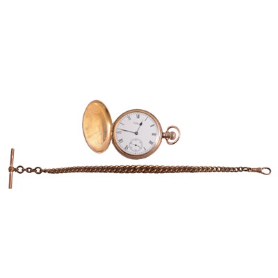 Lot 1013 - A 9 carat yellow gold full hunter pocket watch.