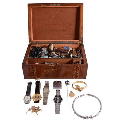 Lot 1318 - A collection of white metal and costume jewellery, and wristwatches.