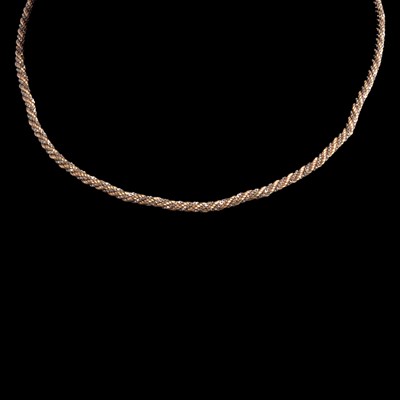 Lot 338 - A 9 carat yellow and white gold rope link chain necklace.