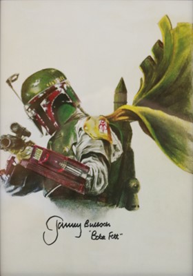 Lot 115 - Star Wars: framed Boba Fett print, signed by Jeremy Bulloch