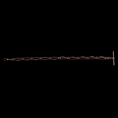 Lot 493 - A 9 carat rose gold single Albert watch chain.