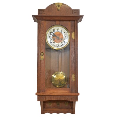 Lot 373 - German oak cased wall clock