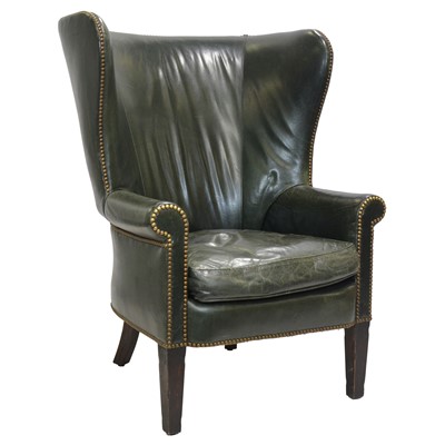 Lot 375 - 20th century Georgian style wingback leather armchair