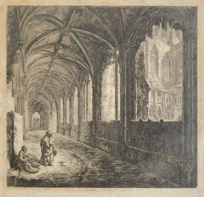 Lot 334 - Small quantity of etchings and prints, inlcuding H P Templar, Workers by a Bridge