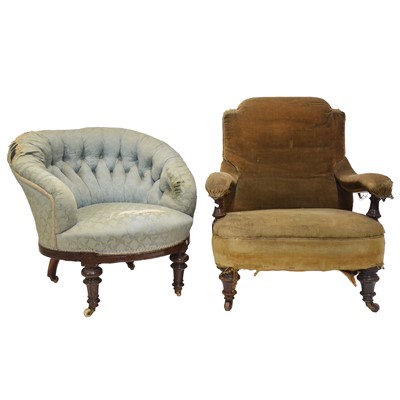 Lot 280 - Victorian mahogany easy chair and a Victorian tub chair