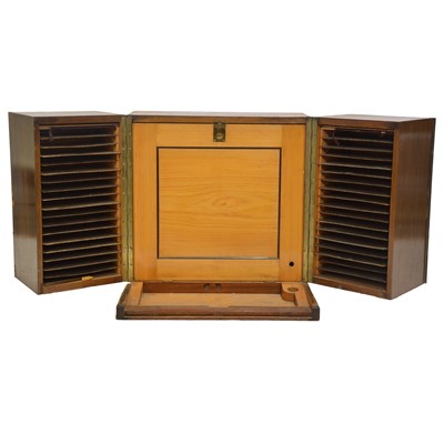 Lot 333 - Stained pine Wooton type desk cabinet