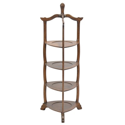 Lot 341 - Arts and Crafts style oak four-tier cake stand