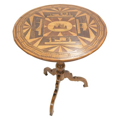 Lot 345 - Italian marquetry and parquetry work tripod table