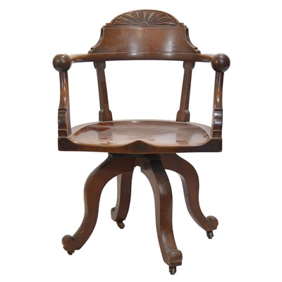 Lot 285 - Mahogany revolving office chair