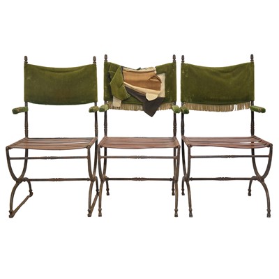Lot 297 - Set of six wrought iron chairs