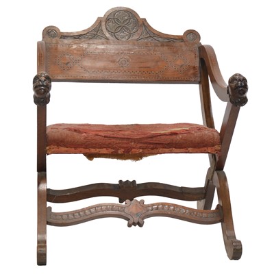 Lot 318 - Italian inlaid walnut Bishop's seat