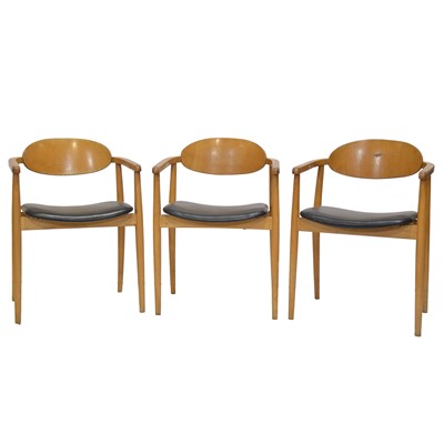 Lot 240 - Set of six Scandinavian Mid-Century birch and plywood dining chairs