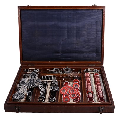 Lot 97 - Vintage Optometrist/ Optician's Lens set, cased