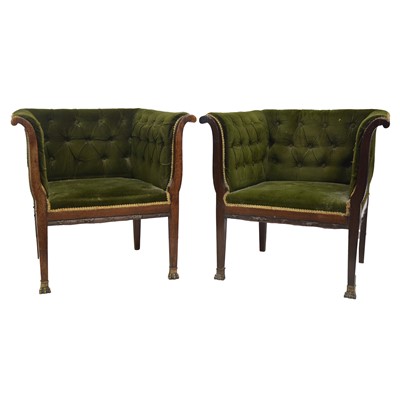 Lot 293 - Pair of mahogany framed tub chairs