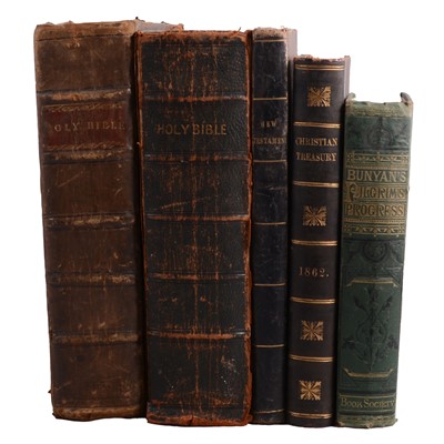 Lot 112 - Various 19th century bibles and a scrapbook