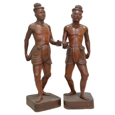 Lot 342 - Pair of Indonesian carved hardwood figures