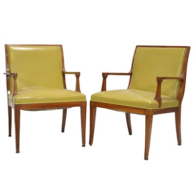 Lot 340 - Pair of American walnut armchairs, Stow & Davis, Grand Rapids