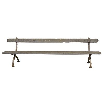 Lot 393 - Old cast iron and painted wood long bench