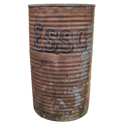 Lot 392 - Large galvanised fuel drum, stencilled 'ESSO'