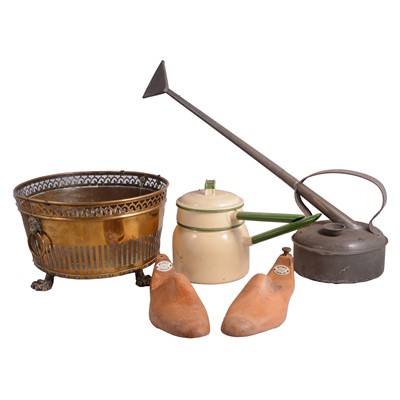 Lot 169 - Three pairs of shoe lasts, two bronchitis kettles, etc