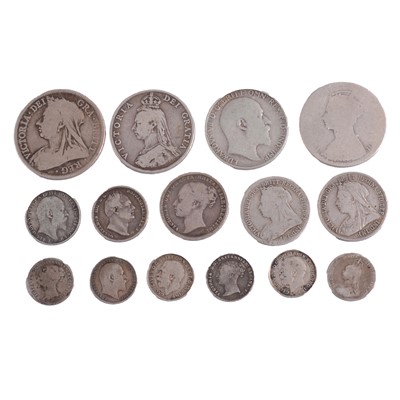 Lot 201A - Collection of British pre-1920 silver content coins.