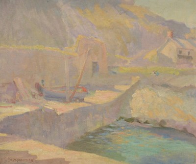 Lot 218 - Stanley Horace Gardiner, Cornish harbour scene.