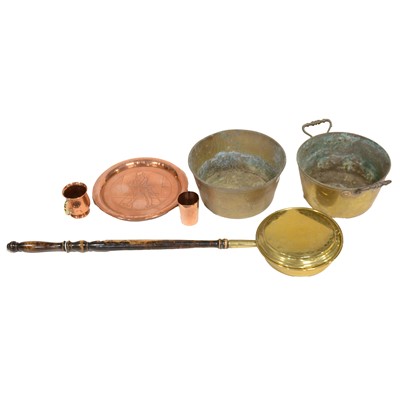 Lot 214 - Johnnie Walker copper tray and other copper and metal wares