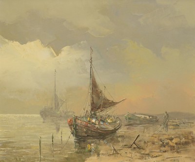 Lot 214 - Wim van Norden, Fishing boats at low tide