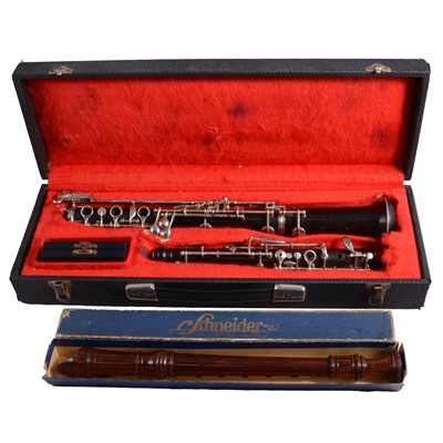 Lot 156 - Italian oboe, and Werner Schneider wooden recorder.