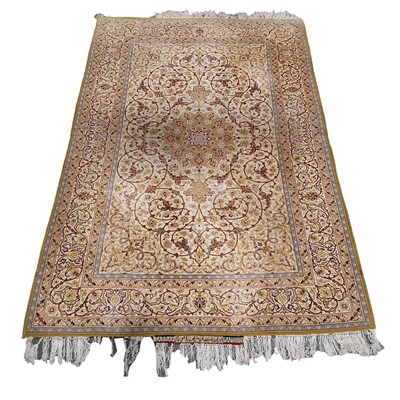Lot 385 - Iranian Isfahan silk rug