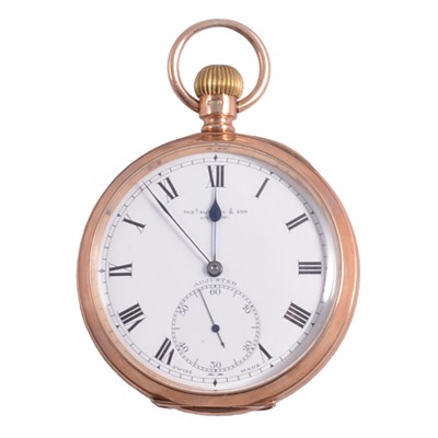 Lot 1016 - A 9 carat yellow gold open face pocket watch.
