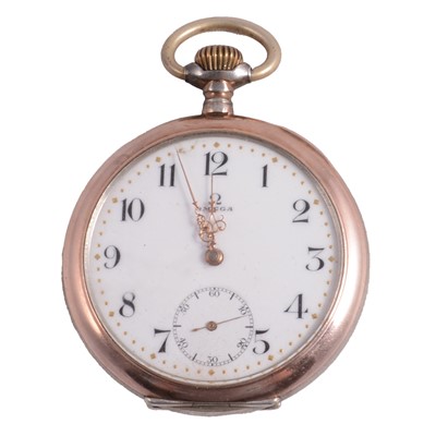 Lot 1027 - A silver two tone open face pocket watch.