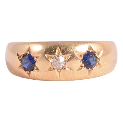 Lot 53 - A Victorian sapphire and diamond ring.