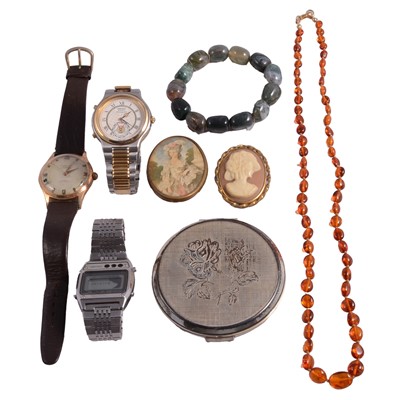 Lot 1306 - A collection of costume jewellery, compacts, and wristwatches.