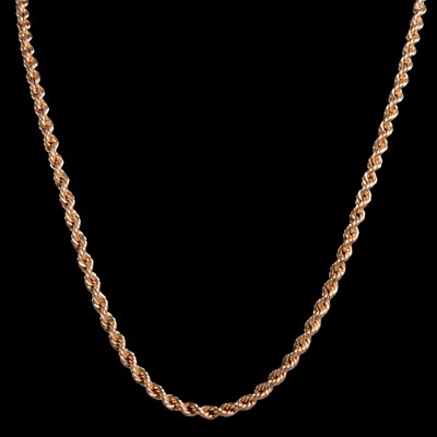 Lot 335 - A 9 carat yellow gold hollow rope link necklace and bracelet.