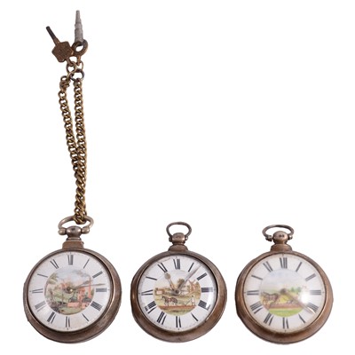 Lot 1032 - Three silver pair case pocket watches.