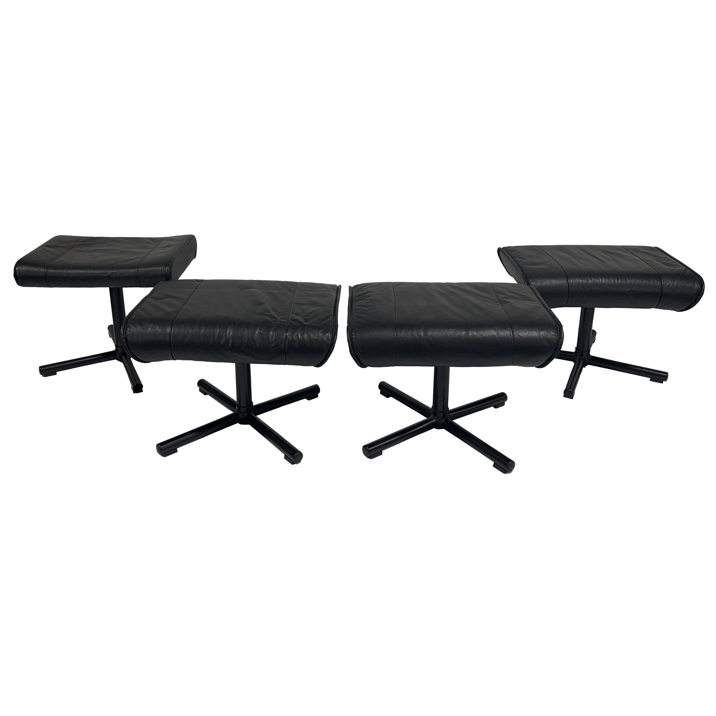 Lot 151 - Four Danish Mid-century leather-top stools,