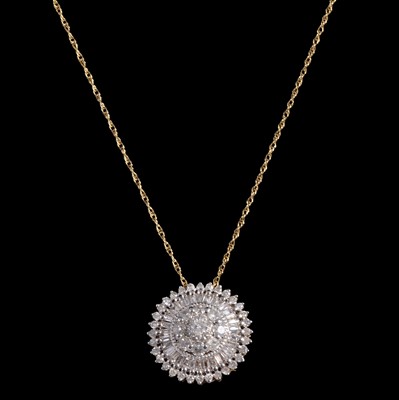Lot 396 - A diamond pendant on a chain.