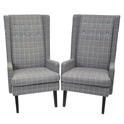 Lot 338 - Pair of contemporary Designer Guild high-backed easy chairs, Harper model