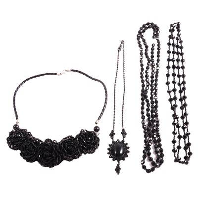 Lot 470 - Ten vintage crystal, black bead and paste necklaces.