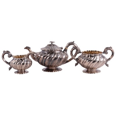 Lot 188 - Regency three-piece silver teast, John James Keith, London 1833