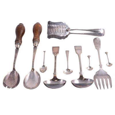 Lot 210 - Small assortment of silver and plated flatware