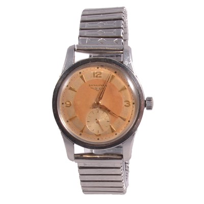 Lot 1070 - Longines - a gentleman's 1950s stainless steel automatic wristwatch.