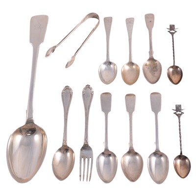 Lot 205 - Silver serving spoon and other silver cutlery