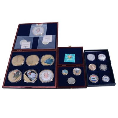Lot 285 - Silver and other commemorative coins, RNLI, Churchill, WW2, Euro 2020, and royalty.